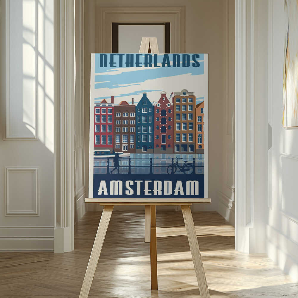 Amsterdam Travel Print Canvas Print Wall Art 1X2666081 - ART FEVER - Art Fever