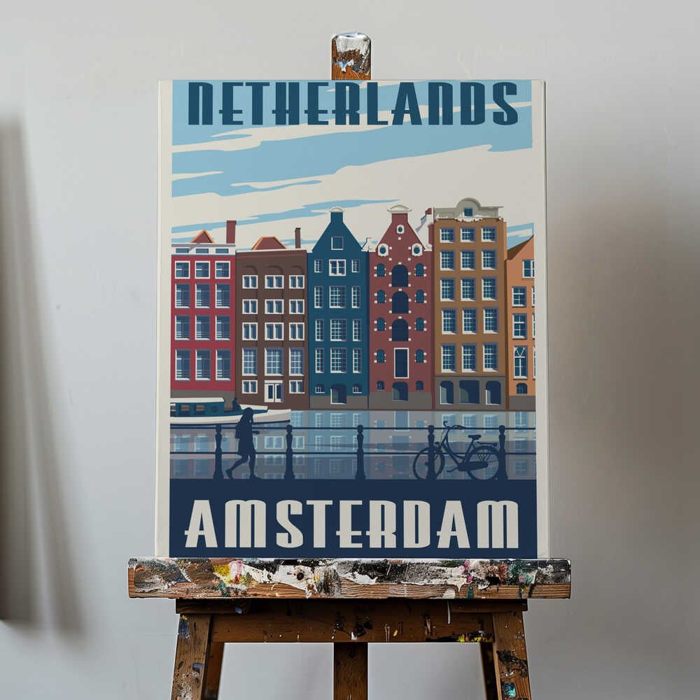 Amsterdam Travel Print Canvas Print Wall Art 1X2666081 - ART FEVER - Art Fever