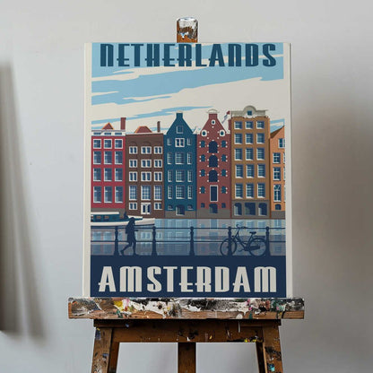 Amsterdam Travel Print Canvas Print Wall Art 1X2666081 - ART FEVER - Art Fever