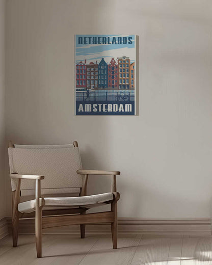 Amsterdam Travel Print Canvas Print Wall Art 1X2666081 - ART FEVER - Art Fever