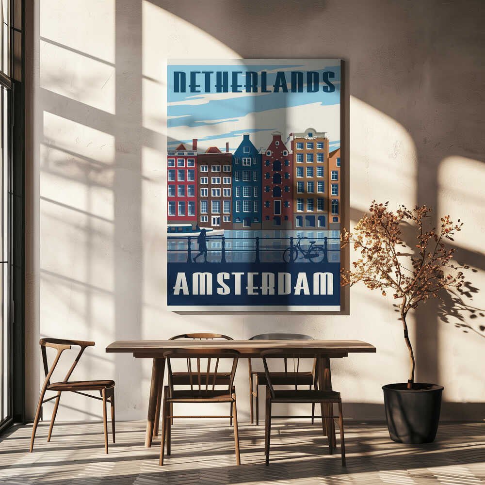 Amsterdam Travel Print Canvas Print Wall Art 1X2666081 - ART FEVER - Art Fever