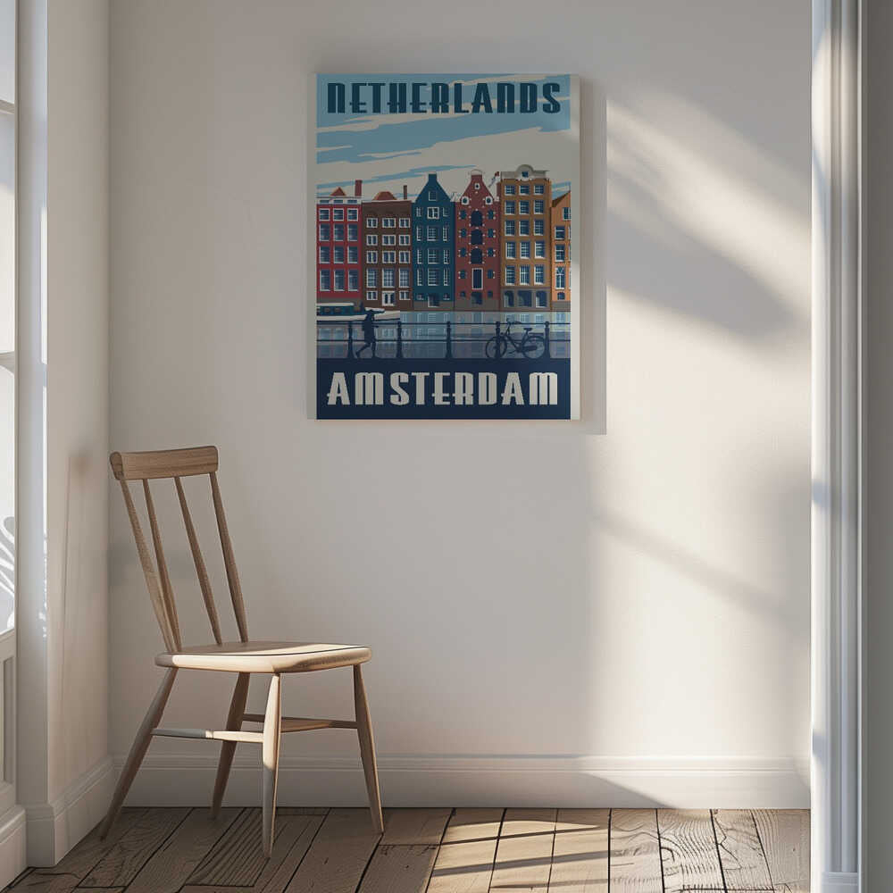 Amsterdam Travel Print Canvas Print Wall Art 1X2666081 - ART FEVER - Art Fever