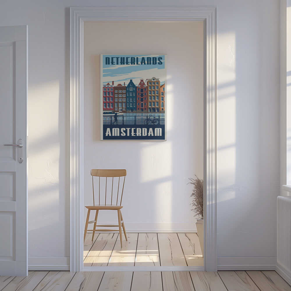 Amsterdam Travel Print Canvas Print Wall Art 1X2666081 - ART FEVER - Art Fever