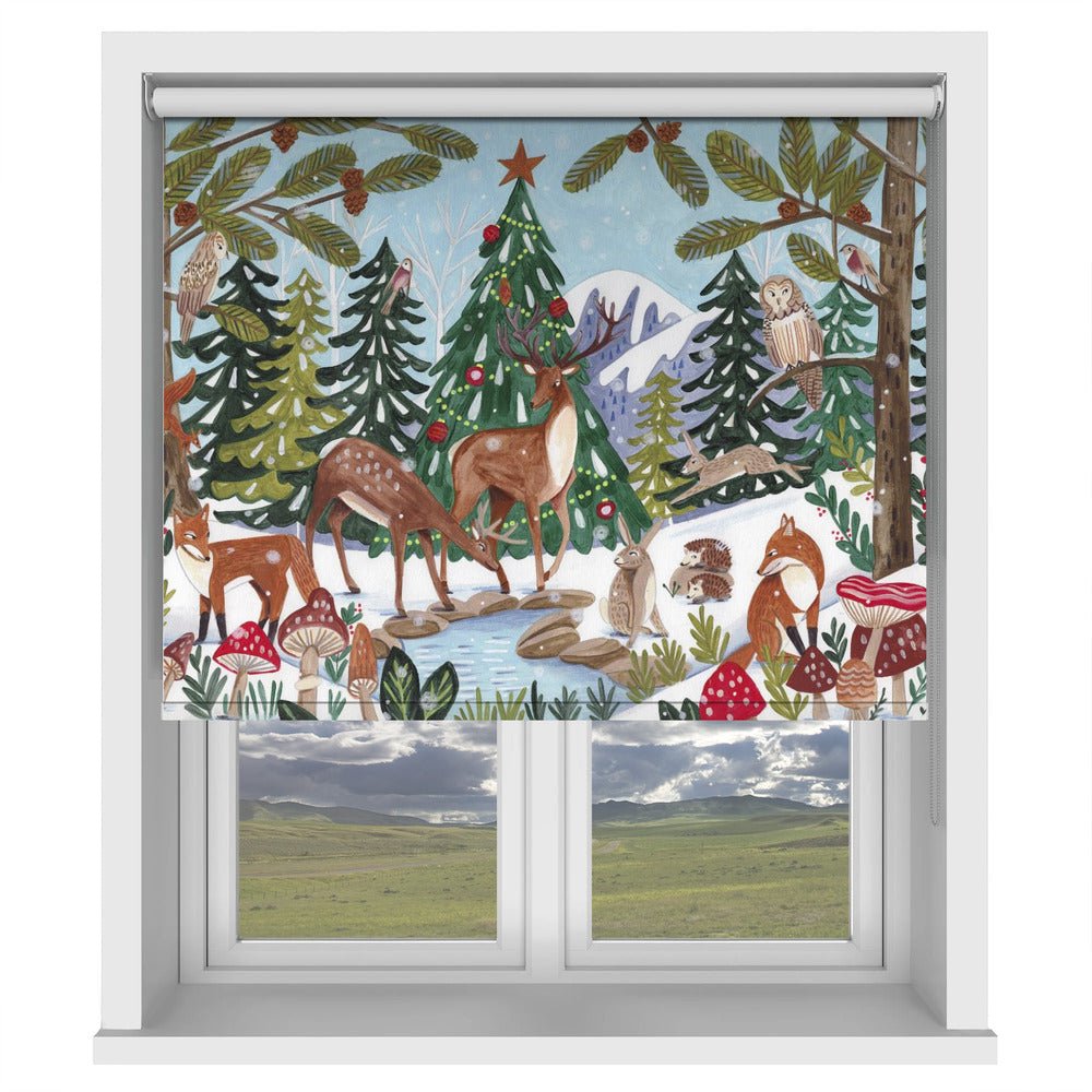 Animal Winter Christmas Scene Printed Picture Photo Roller Blind - 1X2926702 - Art Fever - Art Fever