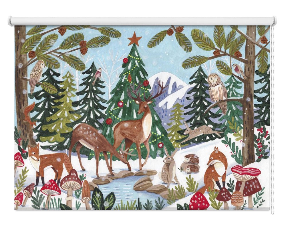 Animal Winter Christmas Scene Printed Picture Photo Roller Blind - 1X2926702 - Art Fever - Art Fever