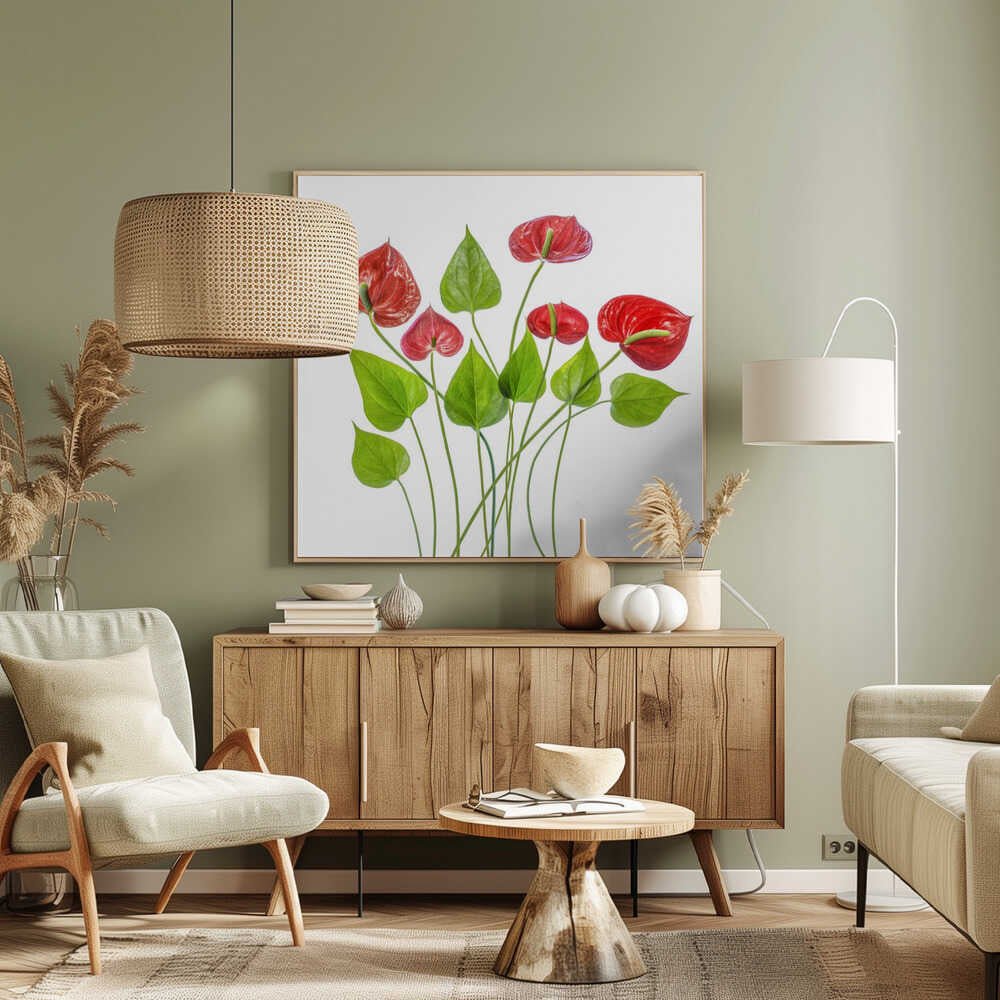Anthurium Red Floral Canvas Print Wall Art 1X1504894 - ART FEVER - Art Fever