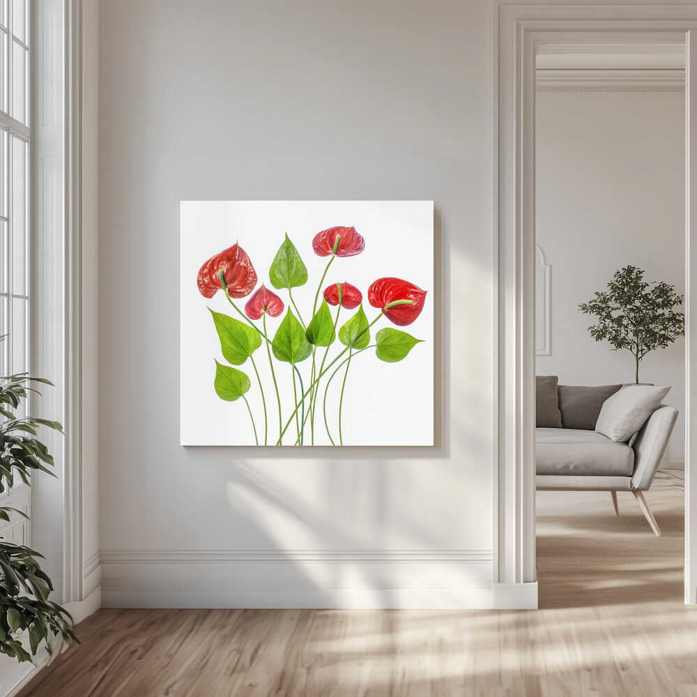 Anthurium Red Floral Canvas Print Wall Art 1X1504894 - ART FEVER - Art Fever