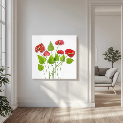 Anthurium Red Floral Canvas Print Wall Art 1X1504894 - ART FEVER - Art Fever