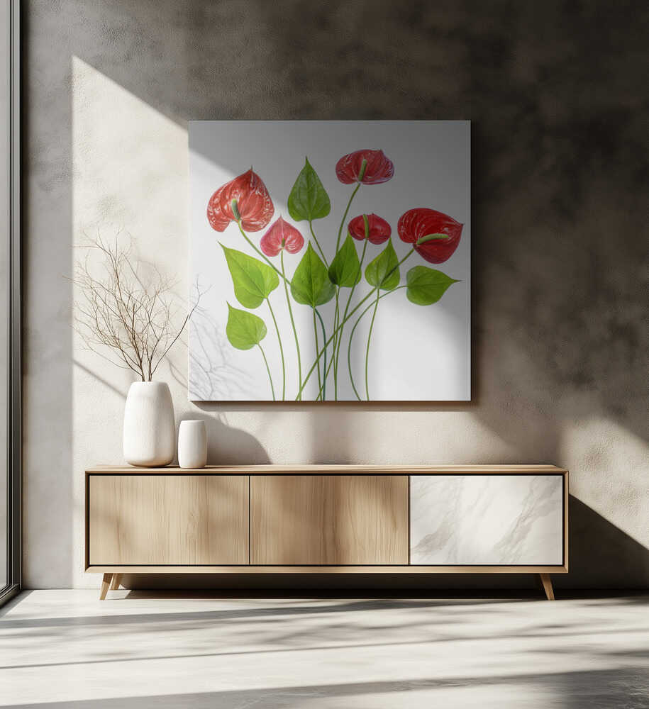 Anthurium Red Floral Canvas Print Wall Art 1X1504894 - ART FEVER - Art Fever