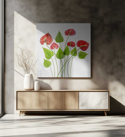 Anthurium Red Floral Canvas Print Wall Art 1X1504894 - ART FEVER - Art Fever