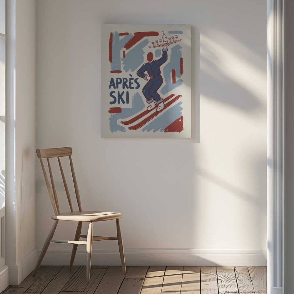 Apres Ski Waiter Canvas Print Wall Art 1X3433514 - ART FEVER - Art Fever