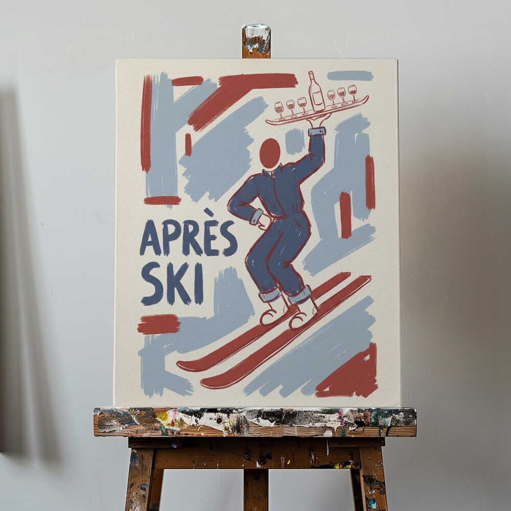 Apres Ski Waiter Canvas Print Wall Art 1X3433514 - ART FEVER - Art Fever