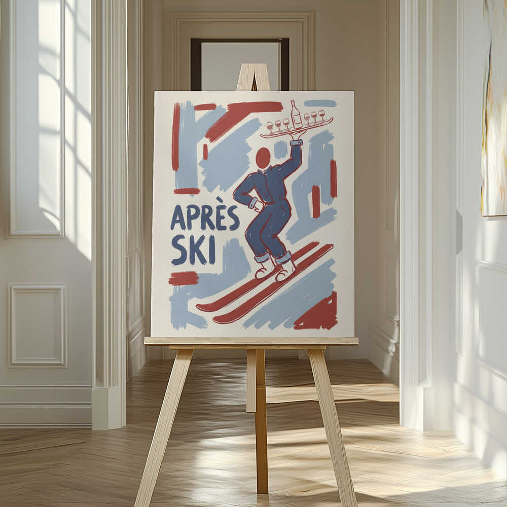 Apres Ski Waiter Canvas Print Wall Art 1X3433514 - ART FEVER - Art Fever