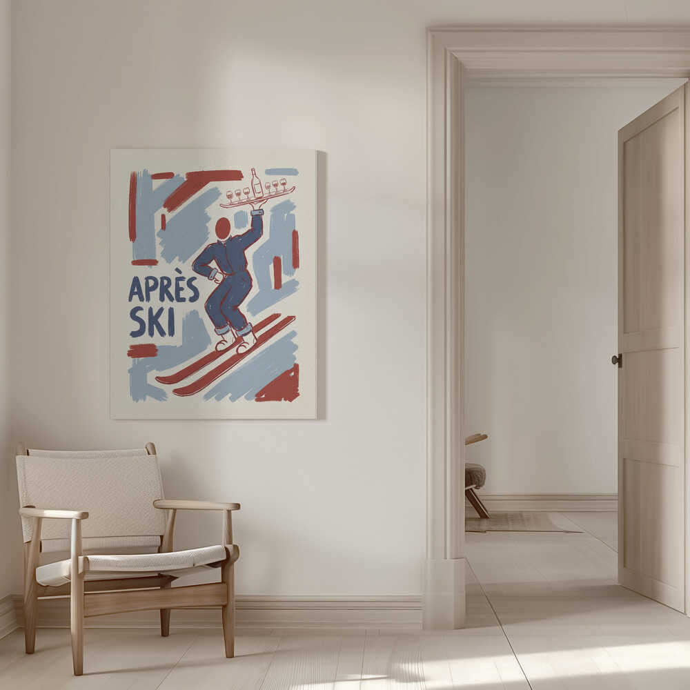 Apres Ski Waiter Canvas Print Wall Art 1X3433514 - ART FEVER - Art Fever