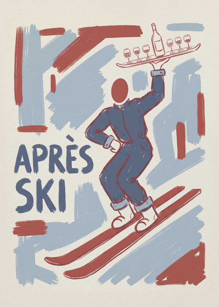 Apres Ski Waiter Canvas Print Wall Art 1X3433514 - ART FEVER - Art Fever