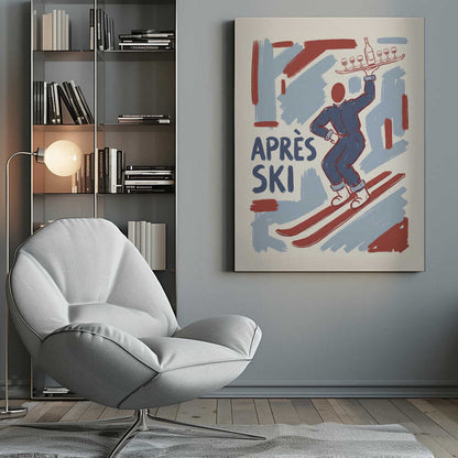 Apres Ski Waiter Canvas Print Wall Art 1X3433514 - ART FEVER - Art Fever