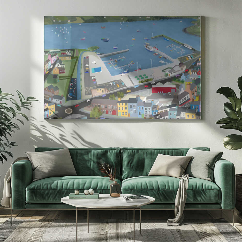 Arial View of Dingle Harbor by Irish Artist Carla Daly Canvas Print Wall Art 1X2897776 - ART FEVER - Art Fever