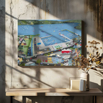 Arial View of Dingle Harbor by Irish Artist Carla Daly Canvas Print Wall Art 1X2897776 - ART FEVER - Art Fever