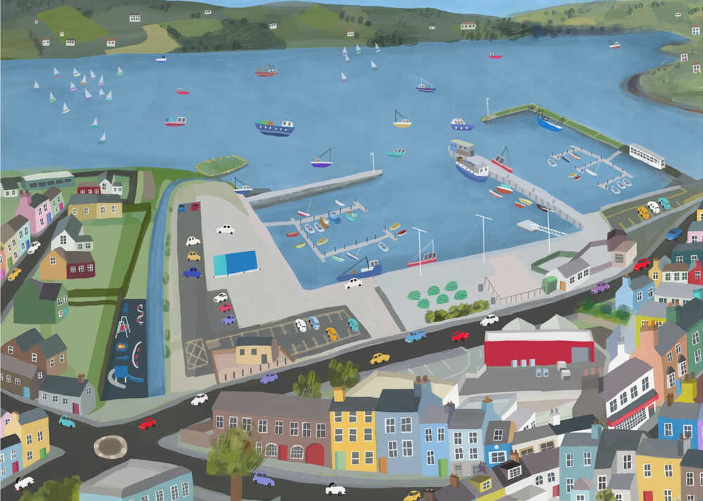 Arial View of Dingle Harbor by Irish Artist Carla Daly Canvas Print Wall Art 1X2897776 - ART FEVER - Art Fever