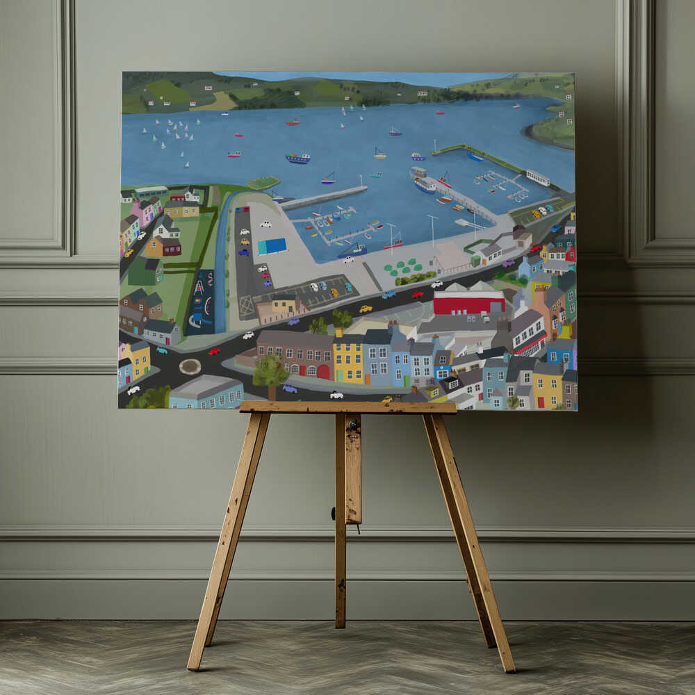 Arial View of Dingle Harbor by Irish Artist Carla Daly Canvas Print Wall Art 1X2897776 - ART FEVER - Art Fever