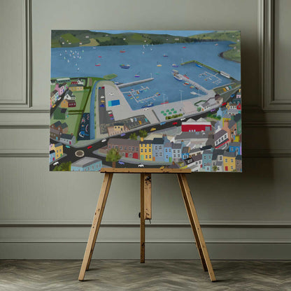 Arial View of Dingle Harbor by Irish Artist Carla Daly Canvas Print Wall Art 1X2897776 - ART FEVER - Art Fever