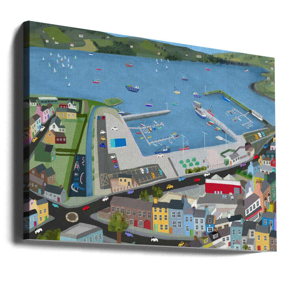 Arial View of Dingle Harbor by Irish Artist Carla Daly Canvas Print Wall Art 1X2897776 - ART FEVER - Art Fever