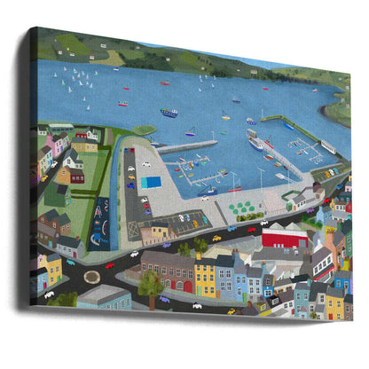 Arial View of Dingle Harbor by Irish Artist Carla Daly Canvas Print Wall Art 1X2897776 - ART FEVER - Art Fever