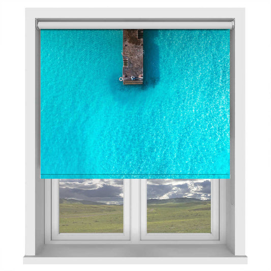 Aerial Turquoise Ocean Jetty Printed Roller Blind 1X3034119