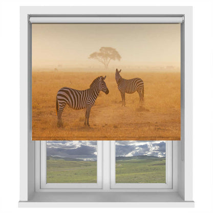 Misty Zebras Golden Light Printed Roller Blind - 1X3191848