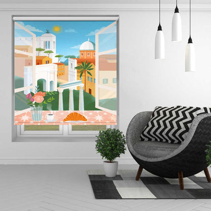 Emily In Rome Italian Window View Printed Roller Blind - 1X3015769