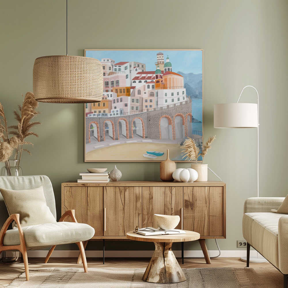 Atrani on the Amalfi coast, Italy by Artist Carla Daly Canvas Print Wall Art 1X2897662 - ART FEVER - Art Fever