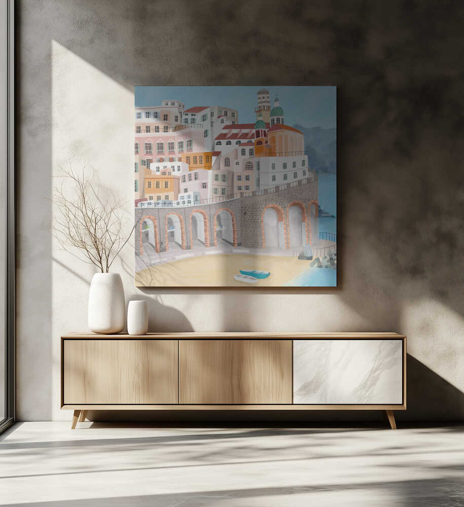 Atrani on the Amalfi coast, Italy by Artist Carla Daly Canvas Print Wall Art 1X2897662 - ART FEVER - Art Fever