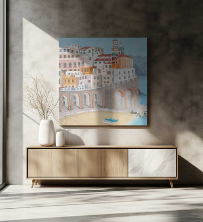 Atrani on the Amalfi coast, Italy by Artist Carla Daly Canvas Print Wall Art 1X2897662 - ART FEVER - Art Fever