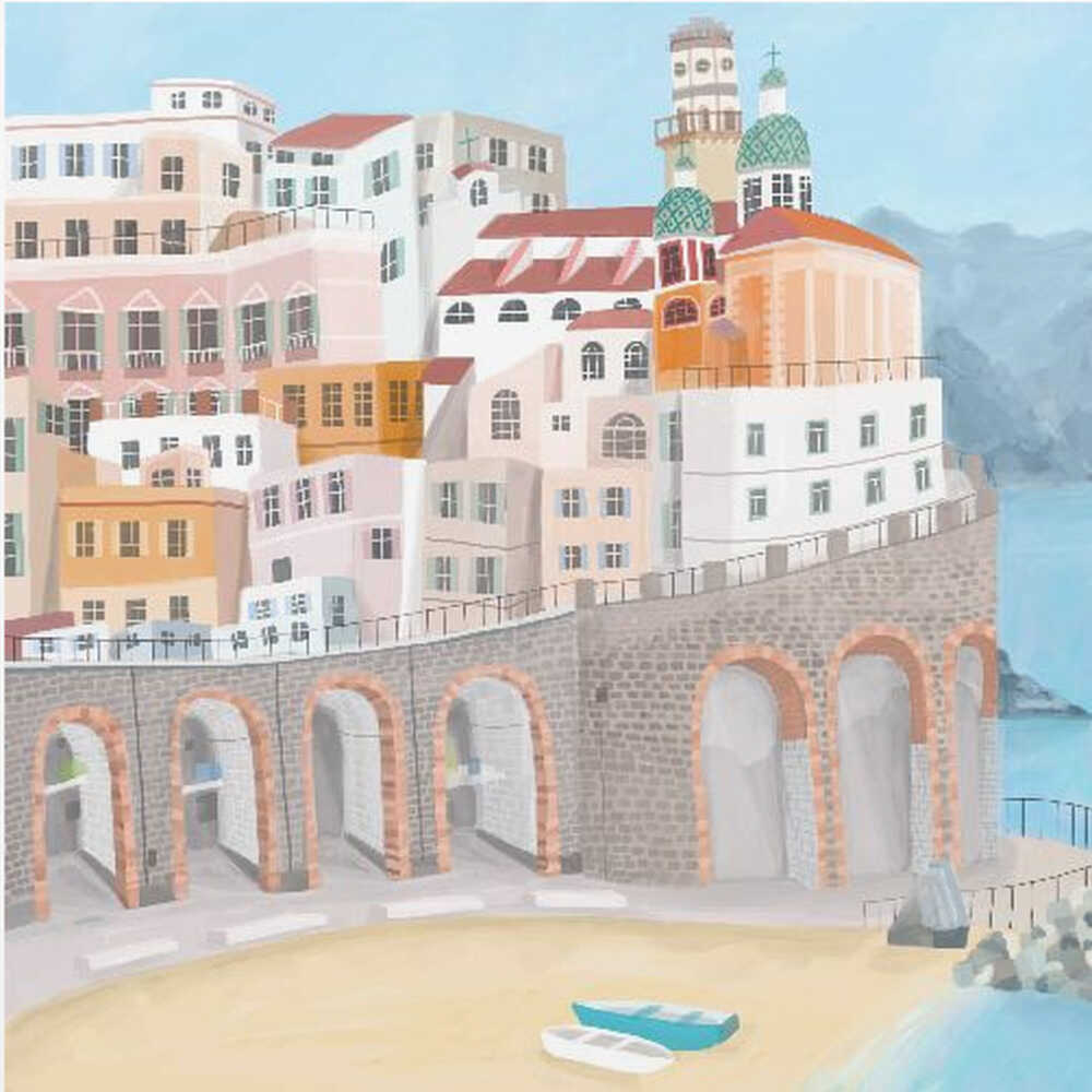 Atrani on the Amalfi coast, Italy by Artist Carla Daly Canvas Print Wall Art 1X2897662 - ART FEVER - Art Fever