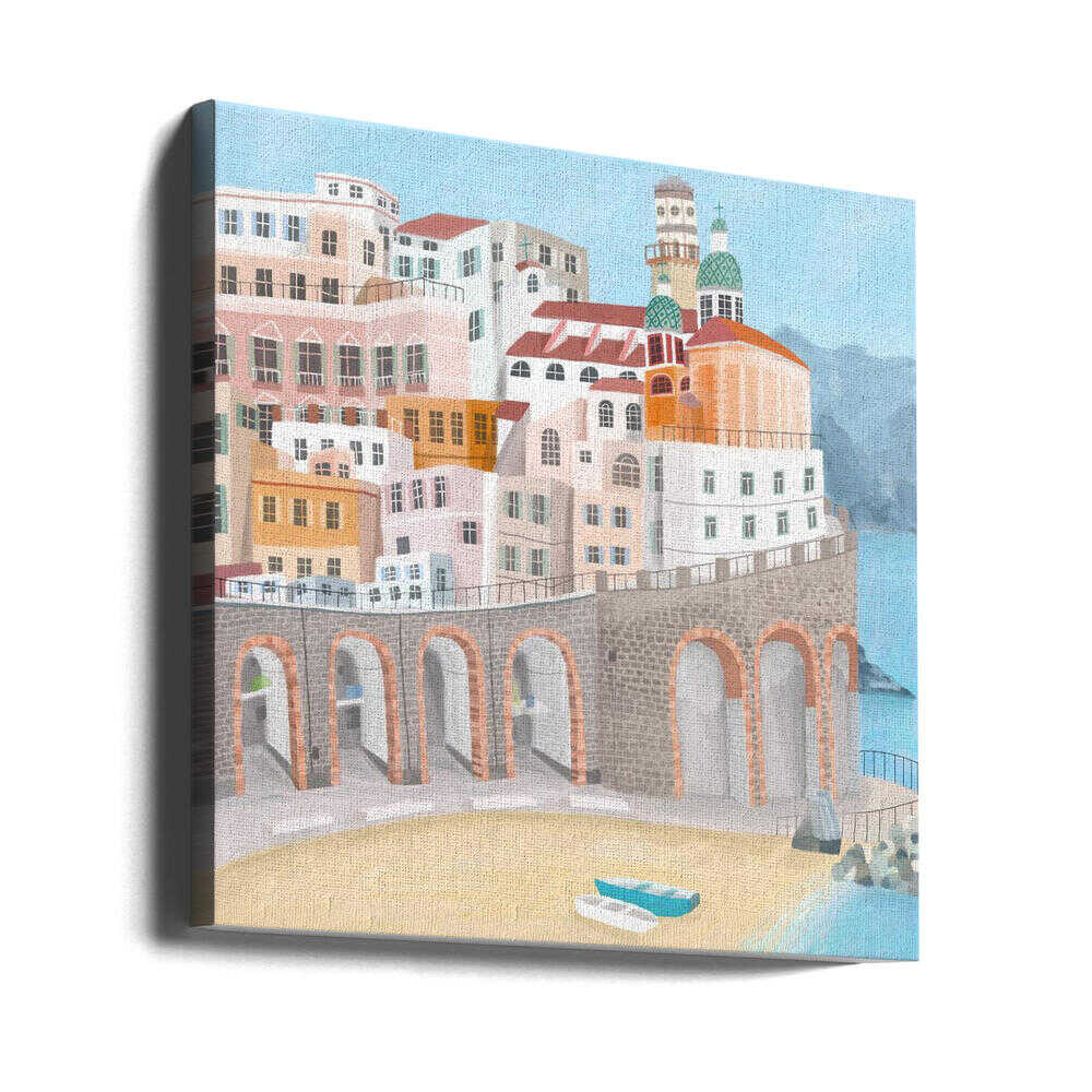 Atrani on the Amalfi coast, Italy by Artist Carla Daly Canvas Print Wall Art 1X2897662 - ART FEVER - Art Fever
