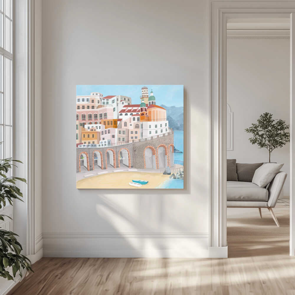 Atrani on the Amalfi coast, Italy by Artist Carla Daly Canvas Print Wall Art 1X2897662 - ART FEVER - Art Fever