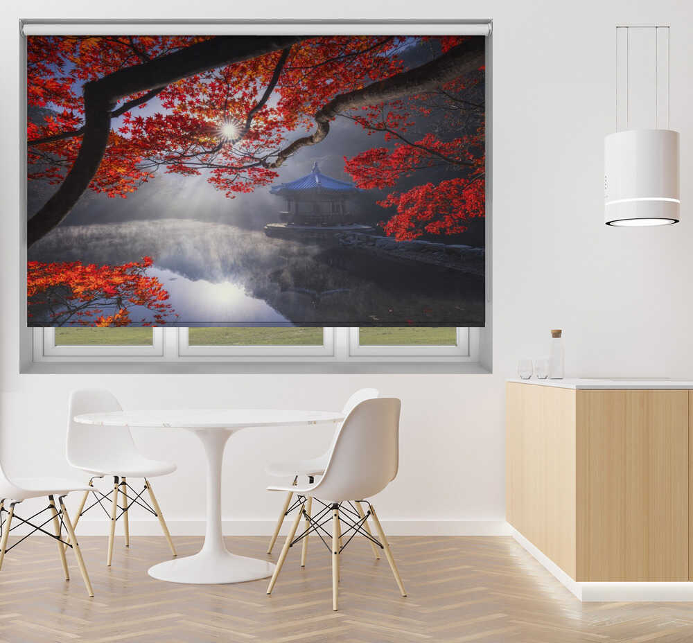 Autumn Uhwajeong Pavilion South Korea Printed Roller Blind - 1X3378707 - Art Fever - Art Fever