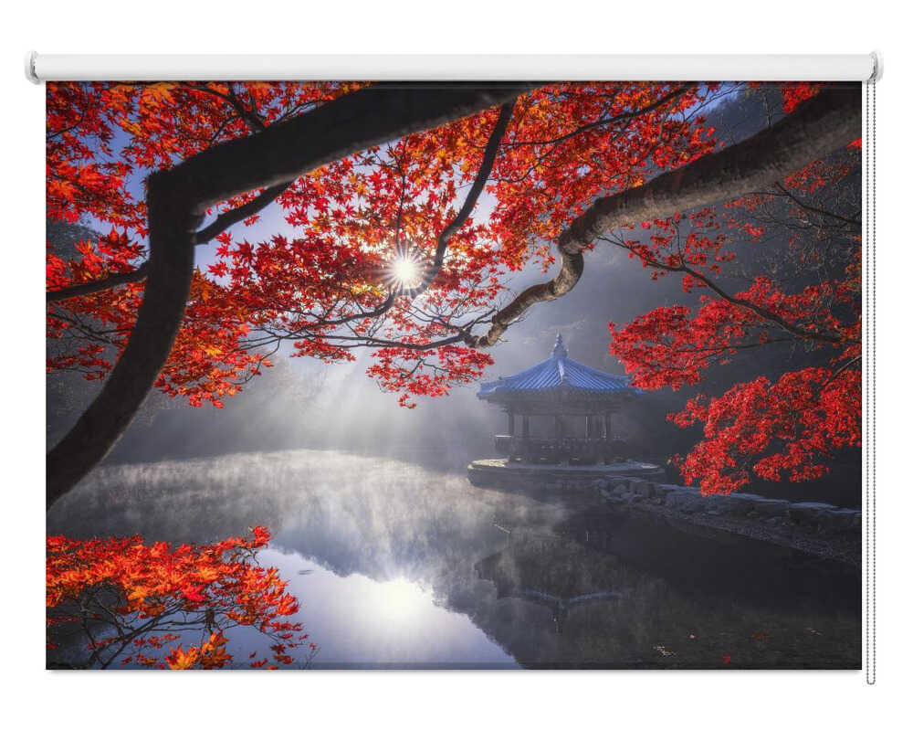 Autumn Uhwajeong Pavilion South Korea Printed Roller Blind - 1X3378707 - Art Fever - Art Fever