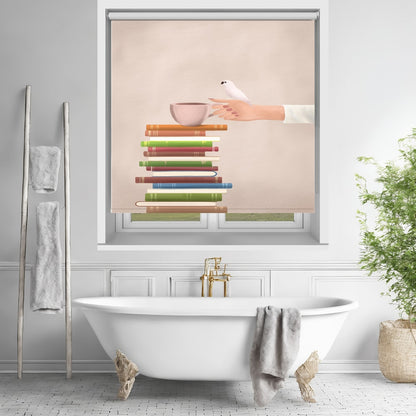 Books Coffee Bird Printed Roller Blind - 1X3431194
