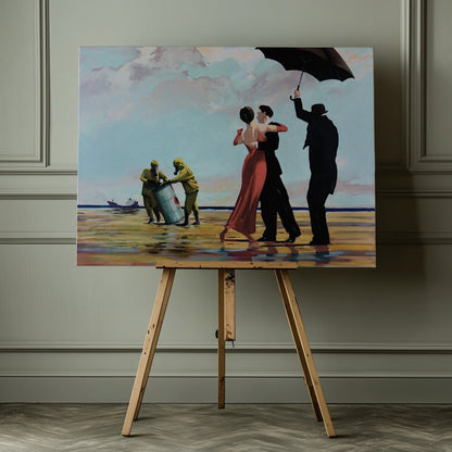 Banksy Crude Oil Vettriano Canvas Print Wall Art - SPC297 - Art Fever - Art Fever