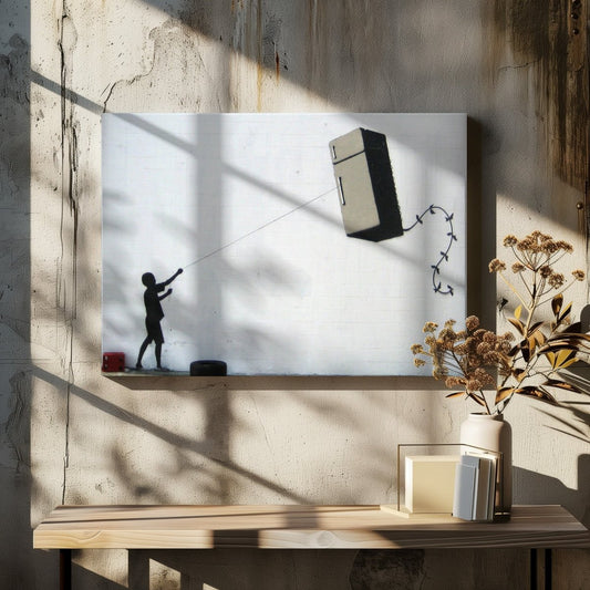 Banksy Fridge Kite Canvas Print Wall Art - SPC288 - Art Fever - Art Fever