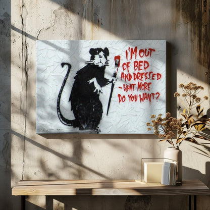 Banksy I'm Out of Bed Canvas Print Wall Art - SPC291 - Art Fever - Art Fever