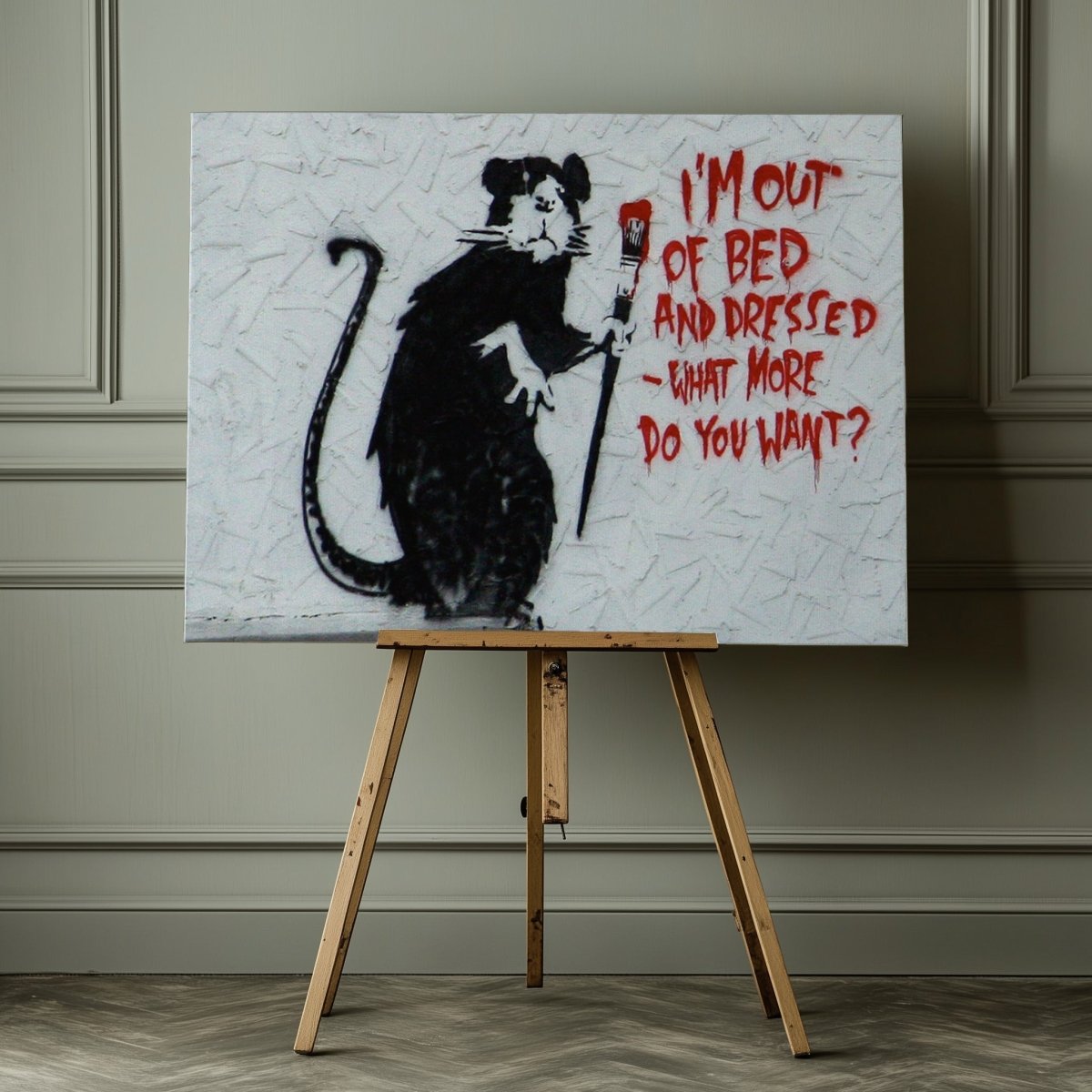 Banksy I'm Out of Bed Canvas Print Wall Art - SPC291 - Art Fever - Art Fever
