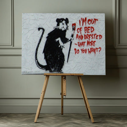 Banksy I'm Out of Bed Canvas Print Wall Art - SPC291 - Art Fever - Art Fever
