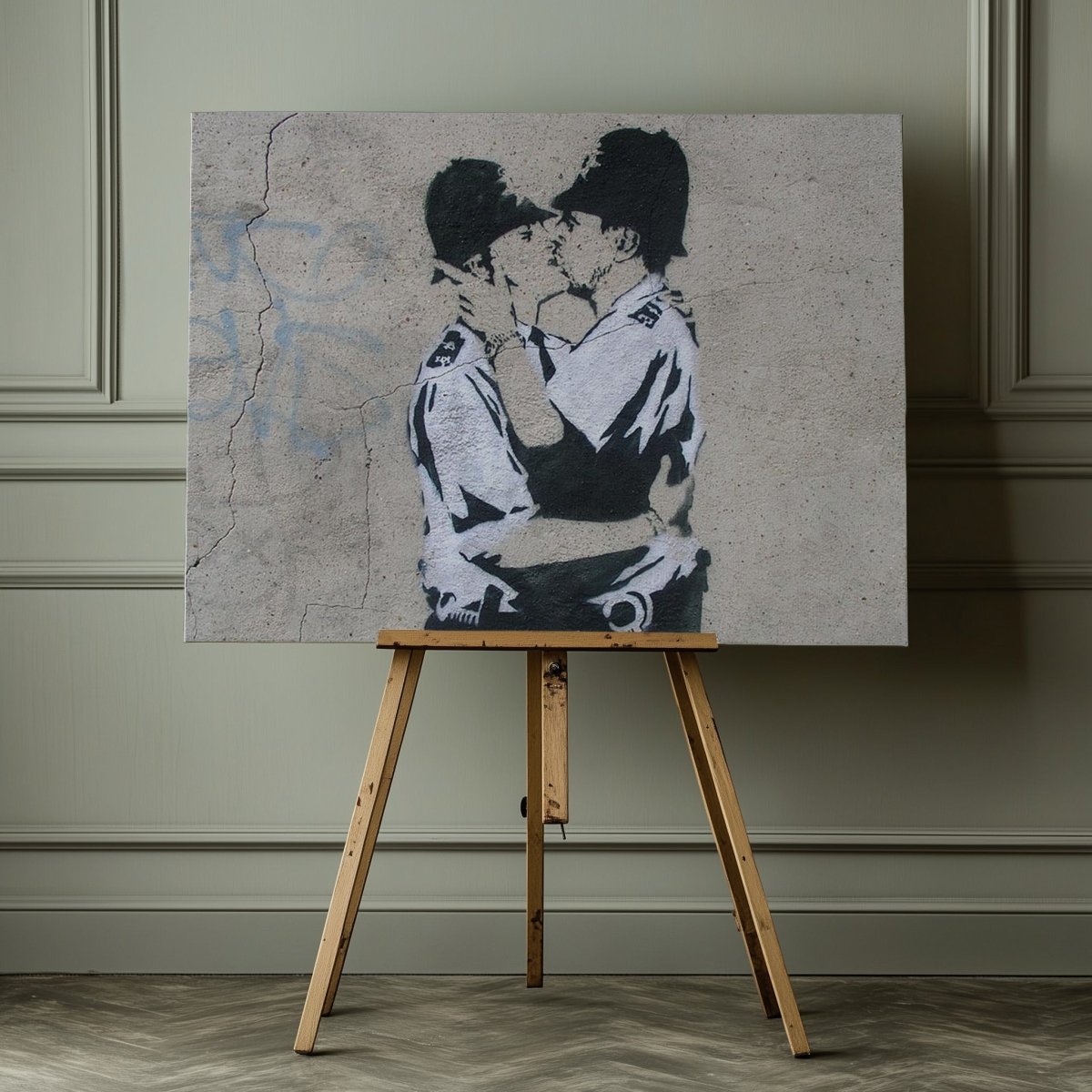 Banksy Kissing Coppers Canvas Print Wall Art - SPC290 - Art Fever - Art Fever