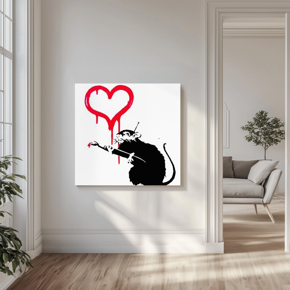 Banksy Love Rat Canvas Print Wall Art - SPC300 - Art Fever - Art Fever