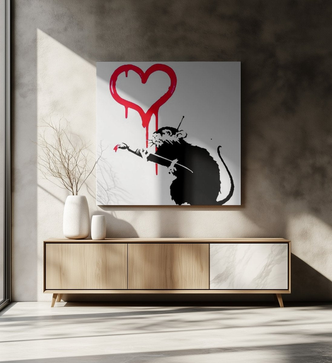Banksy Love Rat Canvas Print Wall Art - SPC300 - Art Fever - Art Fever