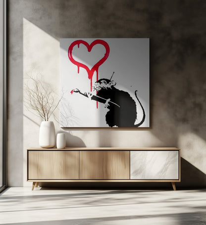 Banksy Love Rat Canvas Print Wall Art - SPC300 - Art Fever - Art Fever