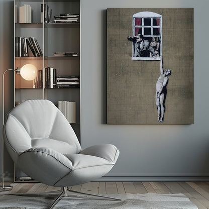 Banksy Window Lovers Canvas Print Wall Art - SPC285 - Art Fever - Art Fever