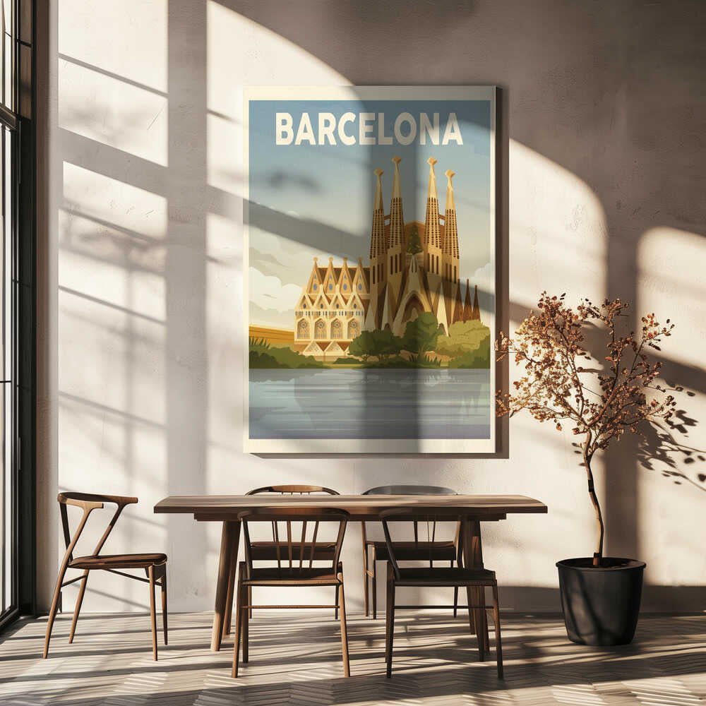 Barcelona Travel Print Canvas Print Wall Art 1X2666086 - ART FEVER - Art Fever